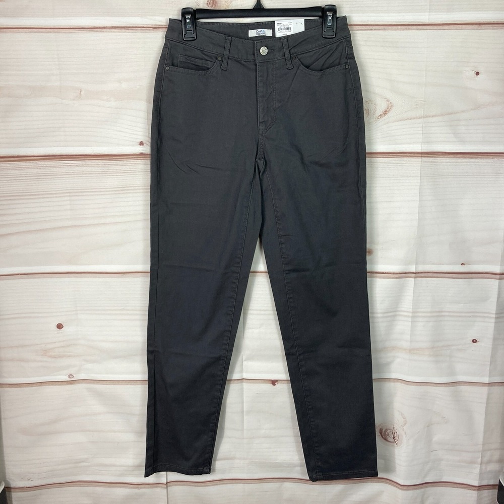 Croft & Barrow Pants Womens 4 Gray Mid Rise Capri Pockets Stretch Skinny Leg